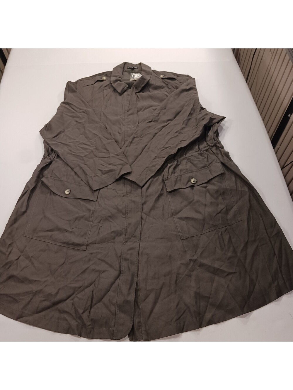 Lane Bryant Jacket Women's 26/28 Brown Utility Anorak Trench Zip Pockets 1117965